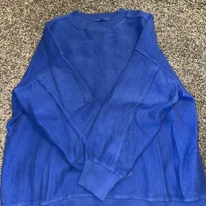 aerie Royal Blue Ribbed Crewneck Sweater